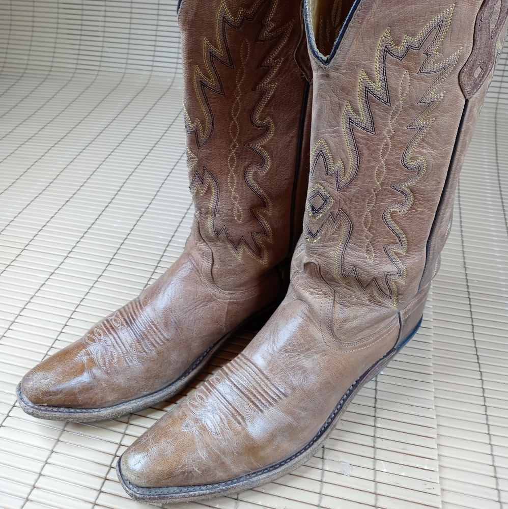 Old West women's Distressed brown Leather Cowgirl Boot - Snip Toe - TS1541. Sz 9